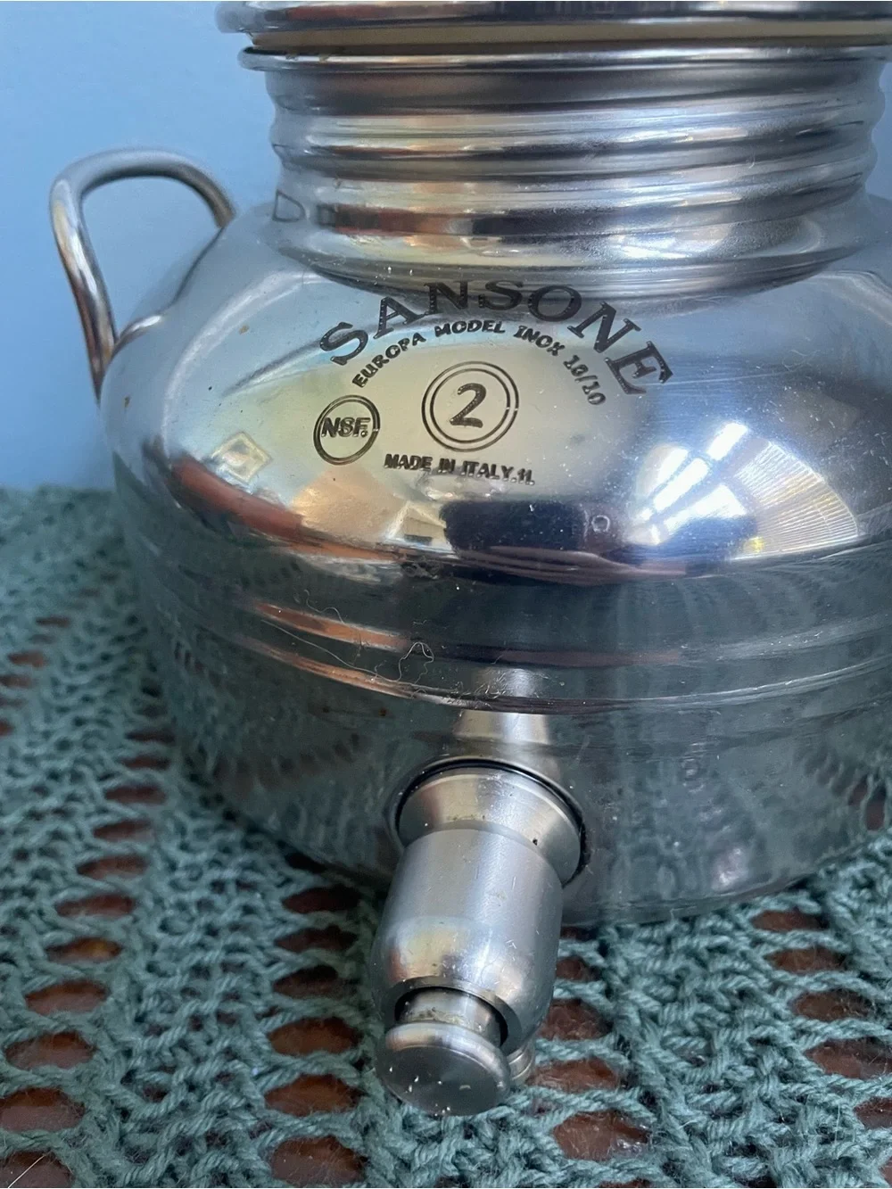 2L Sansone Fusti Tank Italian Stainless Steel Dispenser for Oil, Water or Wine